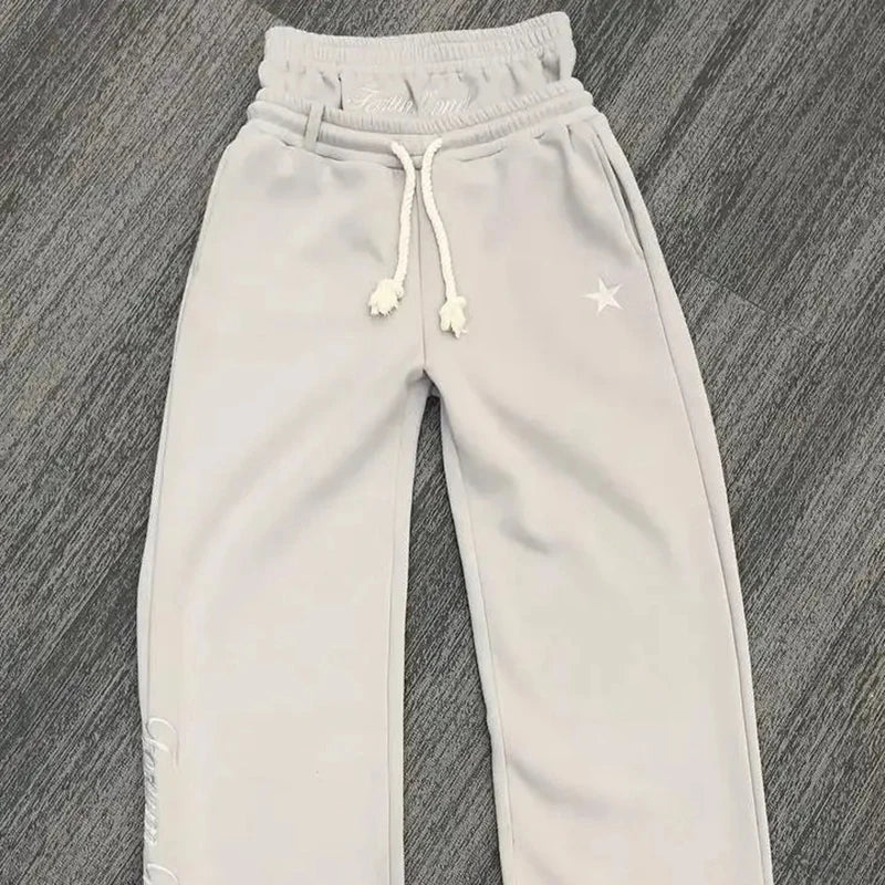 Sweatpants Y2K double waistband with rope drawstrings